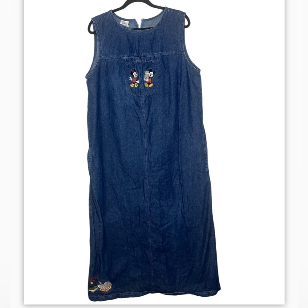 Vintage 90s Disney Minnie and Mickey Mouse denim long dress size XL
